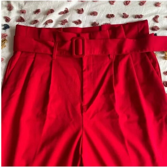 H&M Red Belted Pleated Trouser size 16 - Picture 1 of 11